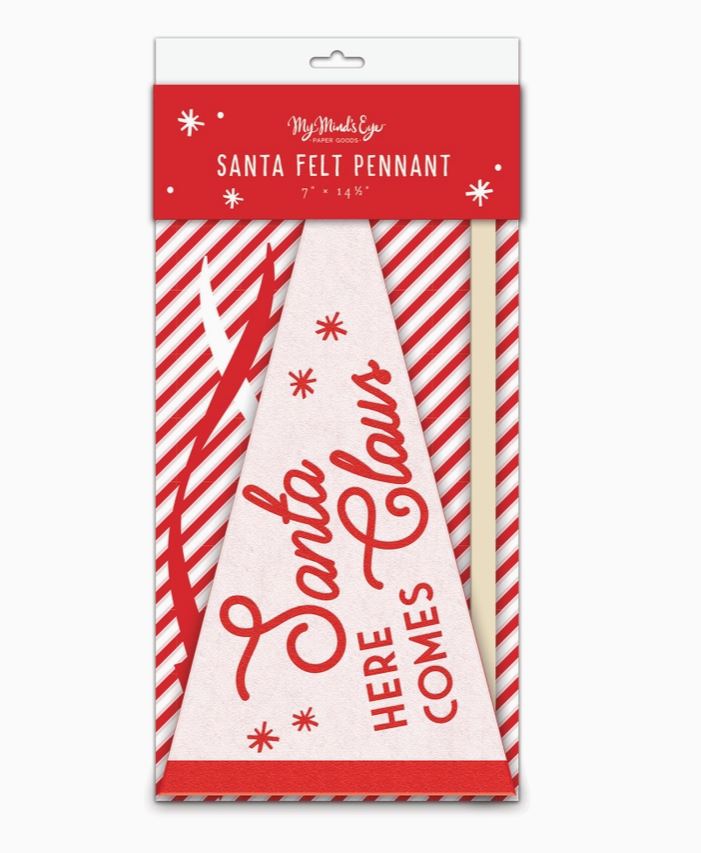 Here Comes Santa Claus Whimsical Felt Christmas Pennant Banner
