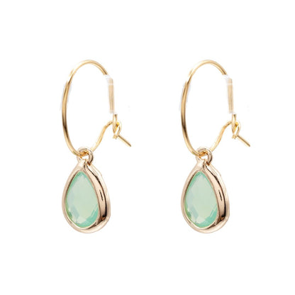 14k Gold or Sterling Silver Mini Gemstone Teardrop Huggie Hoop Earring Gift Customize