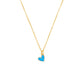 Gold Enamel Blue Drawn Heart Charm Necklace Children's Jewelry Hypoallergenic