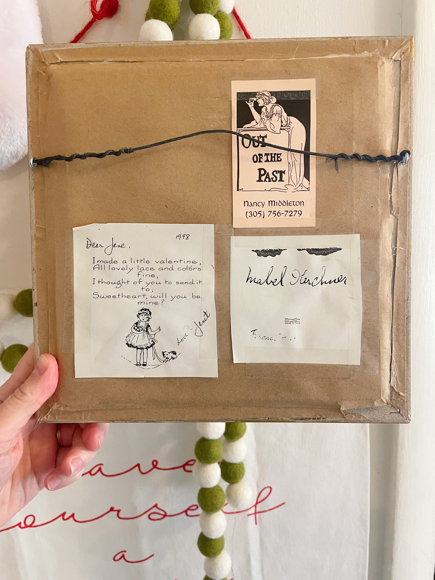 Antique 1900s Valentine Shadow Box Framed Love Letter – Victorian Silk Details