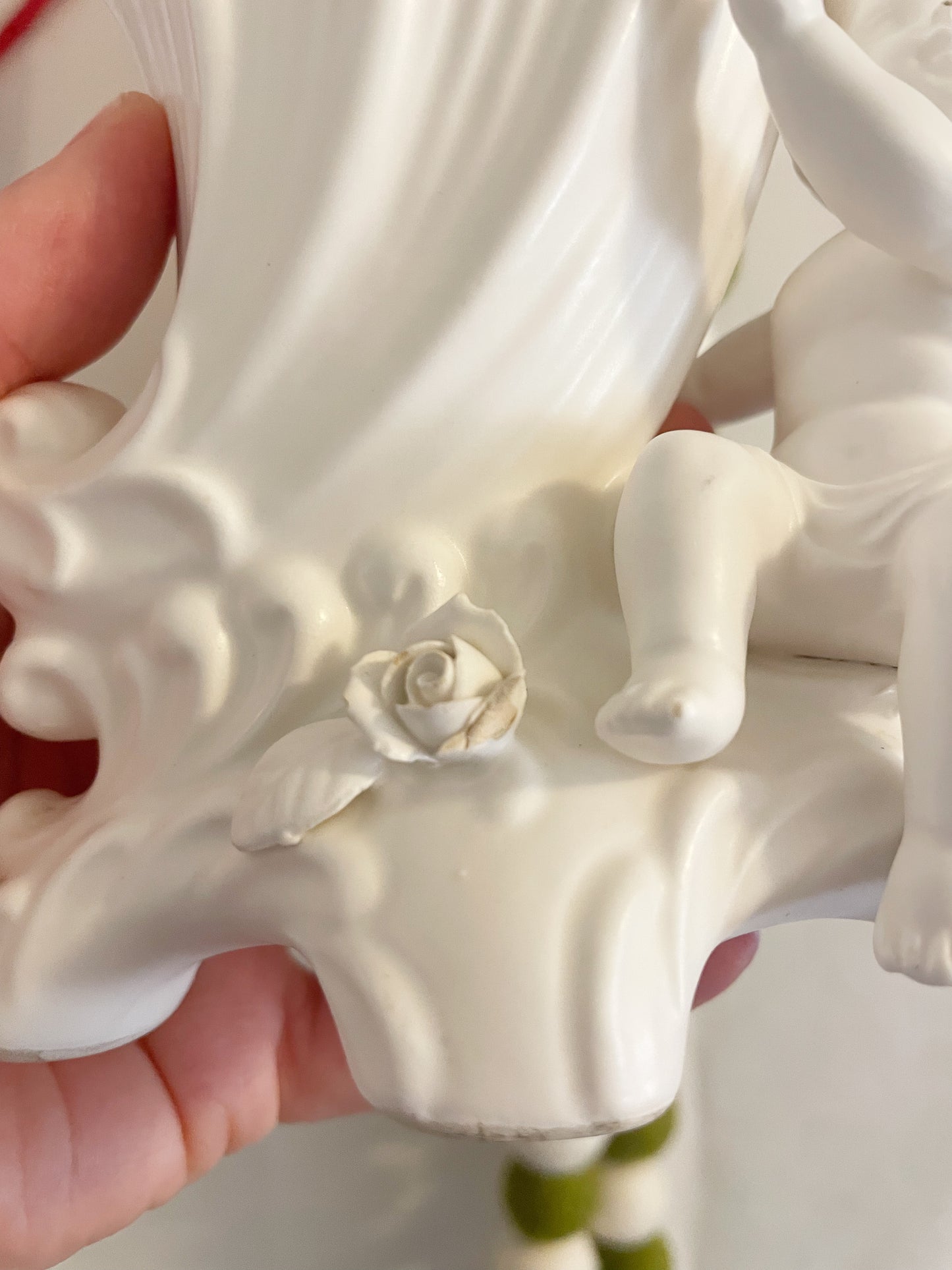 1963 Inarco Cherub Cornucopia Vase/Planter Creamware