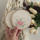 Wall Hanging Vintage Handkerchief Inside Wood Embroidery Hoop