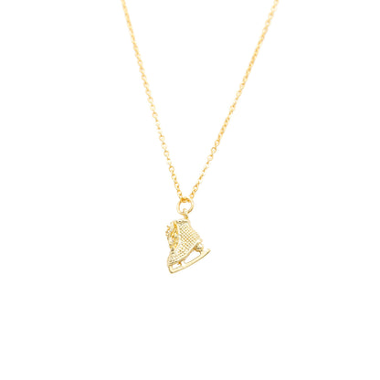Ice Skate Charm Necklace 14k Gold or Sterling Silver Gift