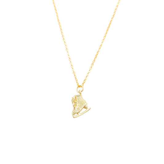 Ice Skate Charm Necklace 14k Gold or Sterling Silver Gift