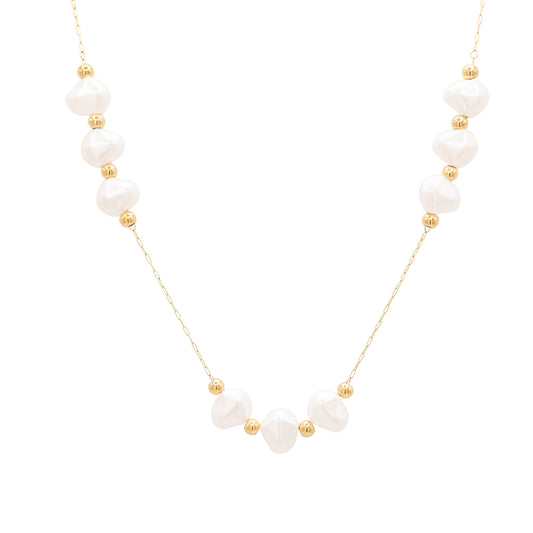 Freshwater Pearl Strand and Gold Beads Necklace