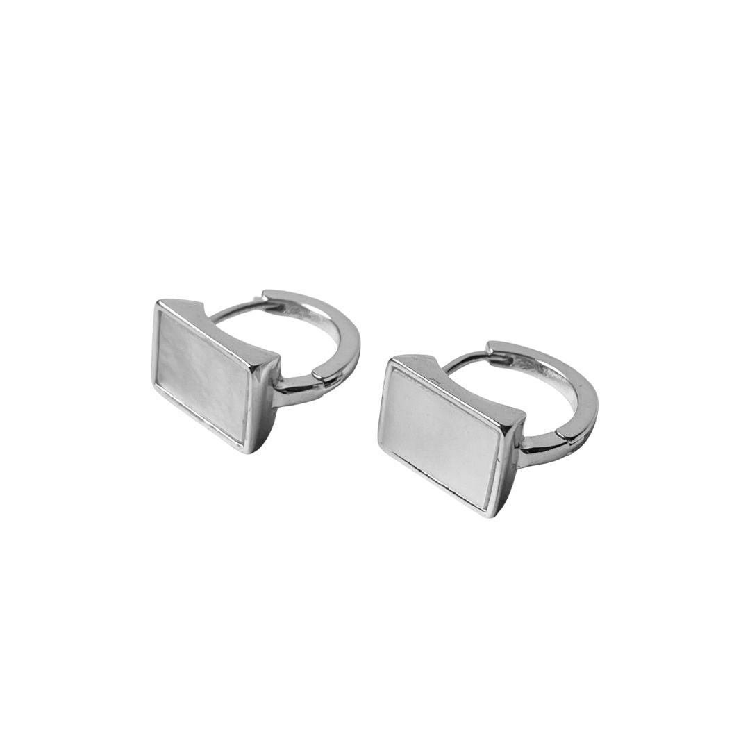 Mother of Pearl Huggie 14k Gold or Sterling Silver Earring
