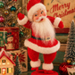 Retro Jolly Santa Christmas Sitter – Red Flocked Holiday Decor