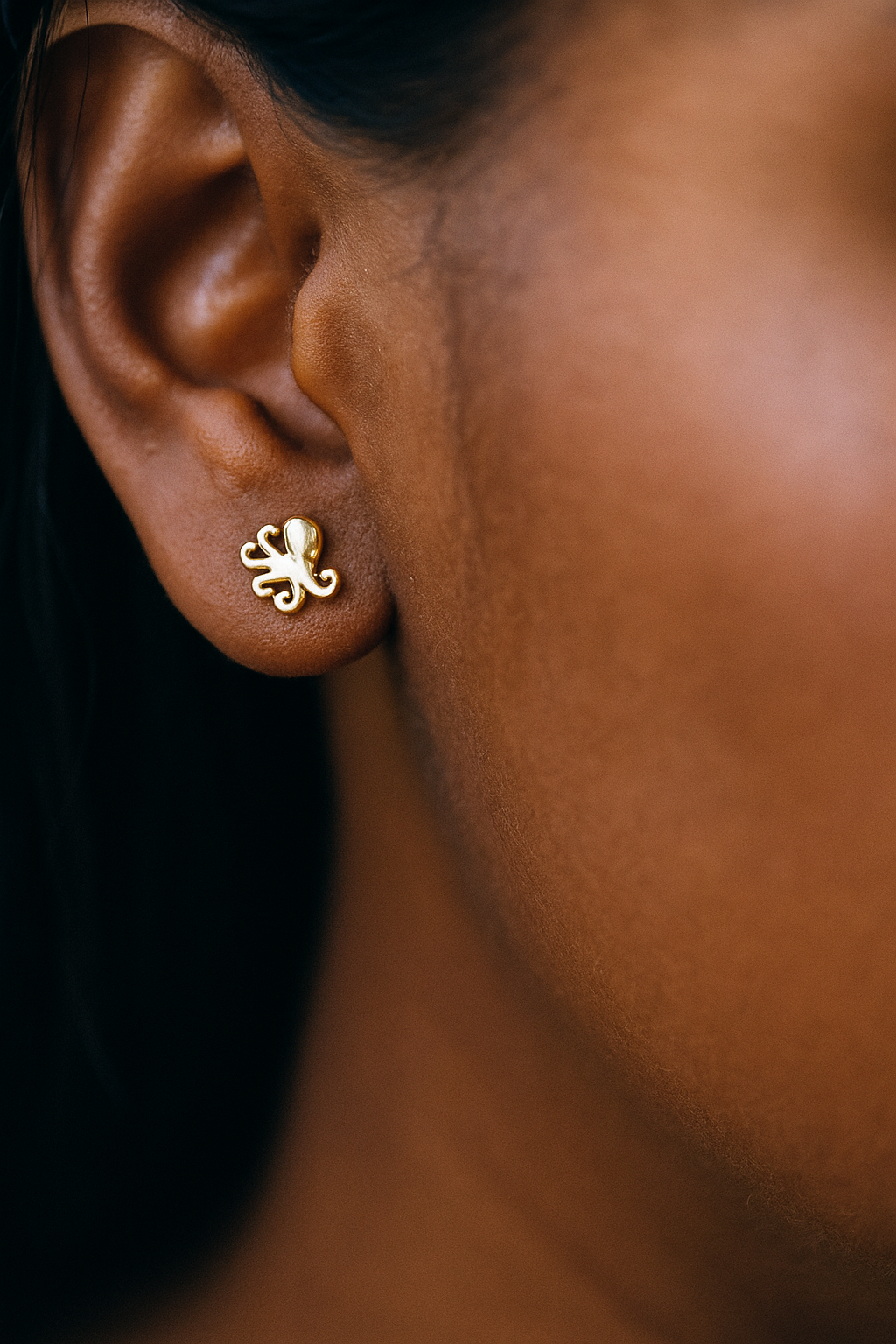 Mini Octopus Stud Earrings – Ocean-Inspired, 14k Gold or Sterling Silver, Hypoallergenic