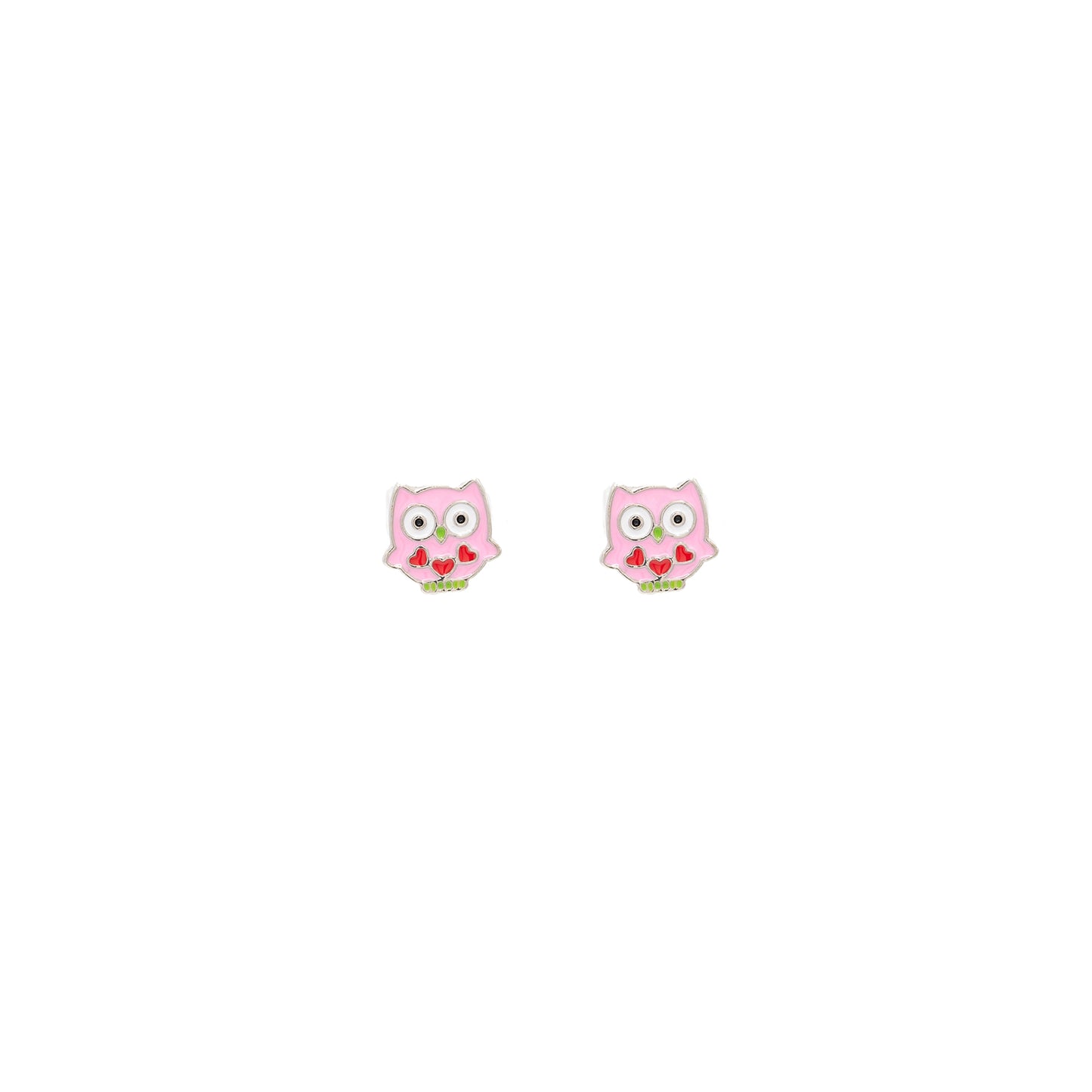 Pink Owl Enamel Stud Post Earring Children's Jewelry Gift