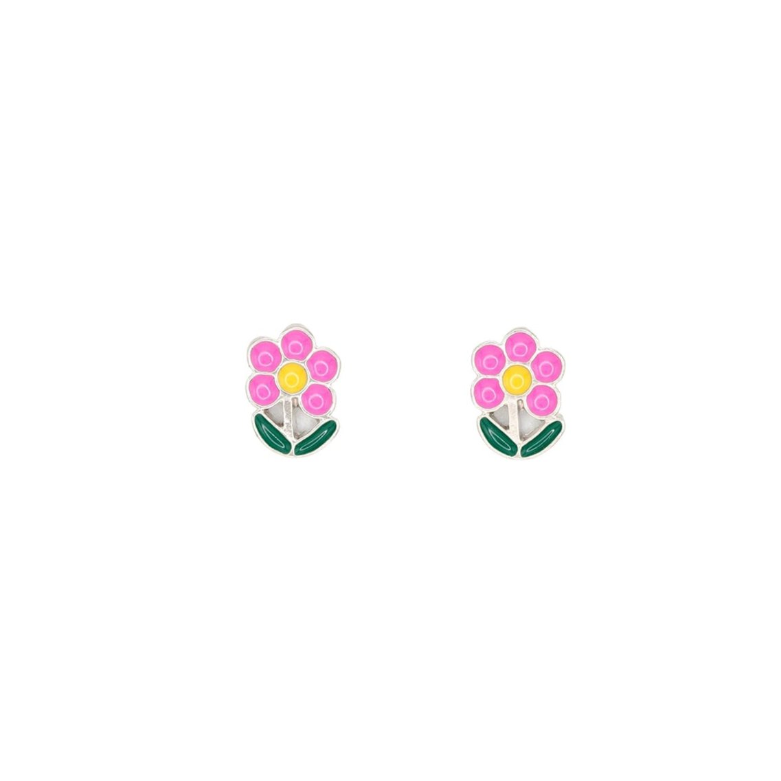 Pink Flower Enamel Post Earring Children's Jewelry