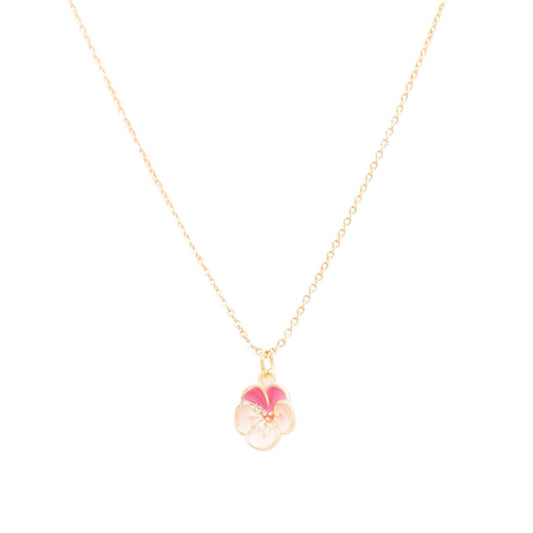 Plumeria Pink Enamel Flower Charm Necklace Children’s