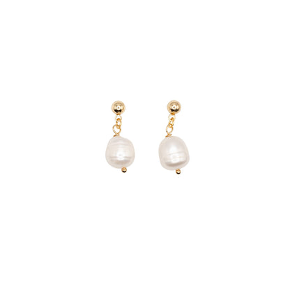 Freshwater Pearl Dangle Earrings – 9-11mm Pearls on Ball Post Earrings