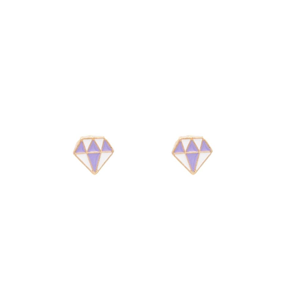 Purple Diamond Shape Post Stud Earring Children's Jewelry