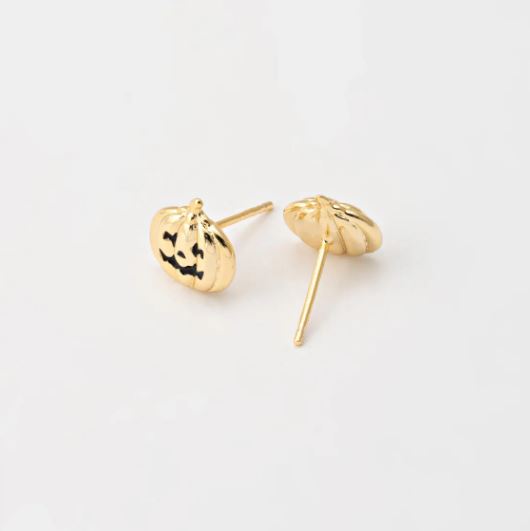 Pumpkin Stud Earrings – Sterling Silver or 14K Gold Over Sterling Silver