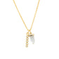 14k Gold Quartz Dagger, CZ Bar Charm Necklace Hypoallergenic