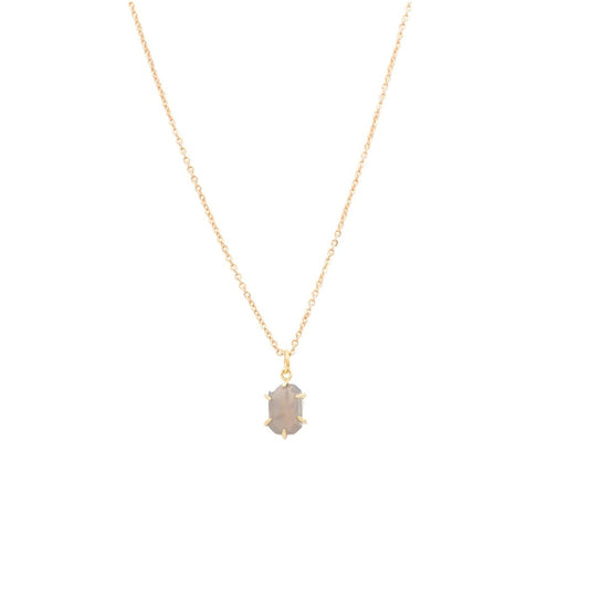 Agate Gemstone Necklace Semi-Precious Dainty Geometric