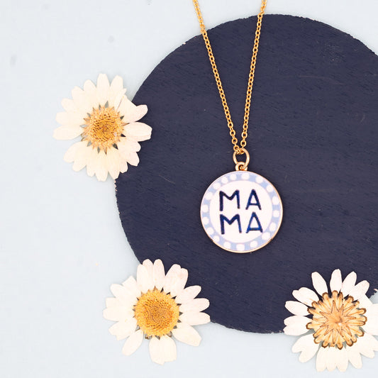 Enamel Mama Charm 14k gold Necklace Hypoallergenic