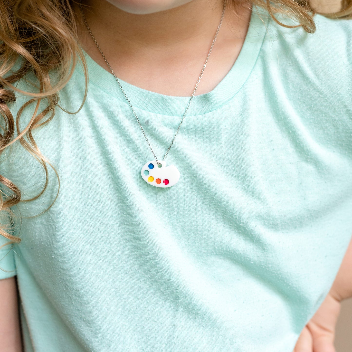 Art Palette Enamel Charm Necklace Children's Jewelry