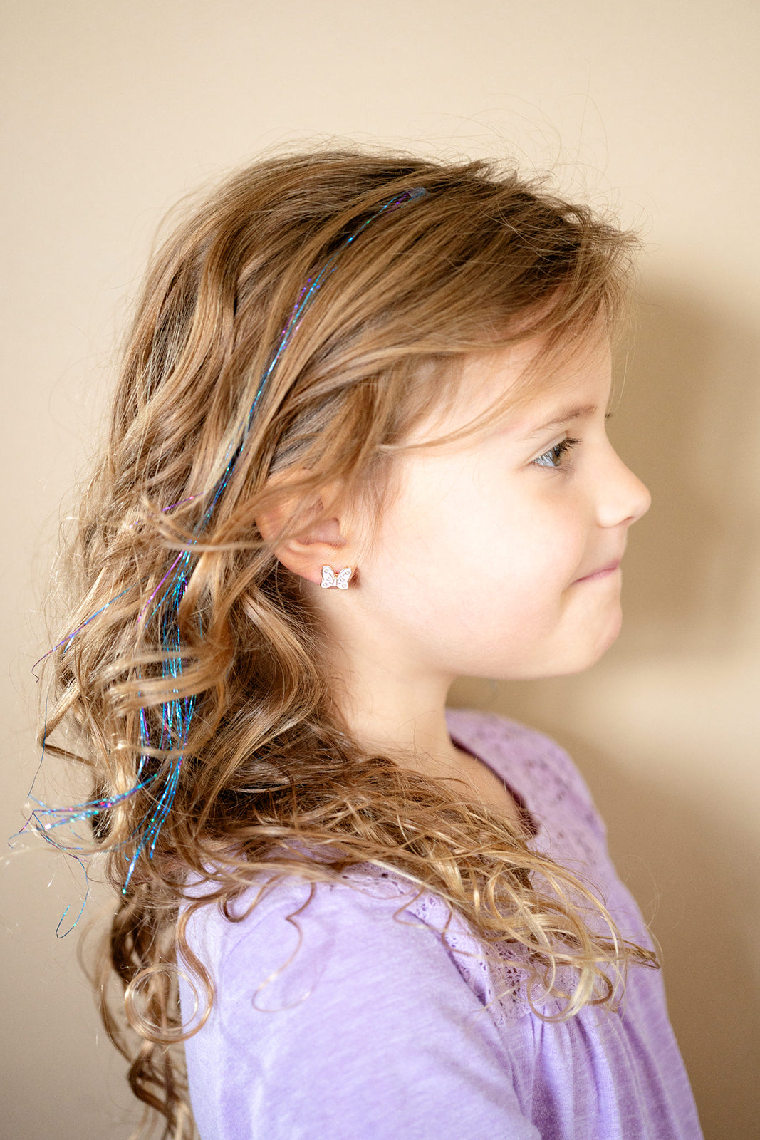 Purple Polka Dot Bow Ribbon Enamel Post Stud Children's Jewelry