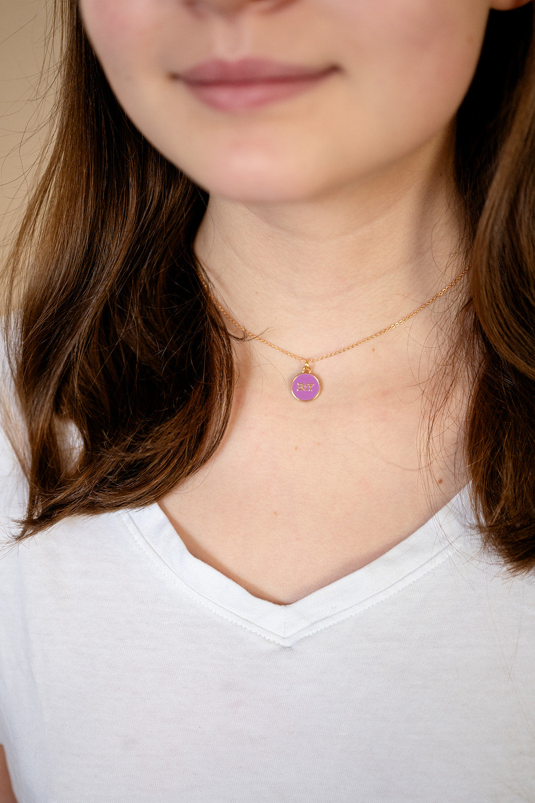 BFF Purple Enamel Charm Necklace Children's Jewelry