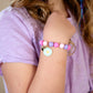 Daisy Medallion Enamel Charm on Beaded Colorful Stretch Bracelet