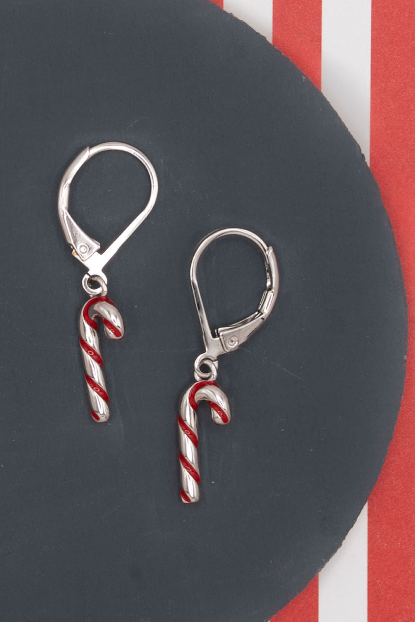 Candy Cane Dangle Earrings Hypoallergenic Christmas