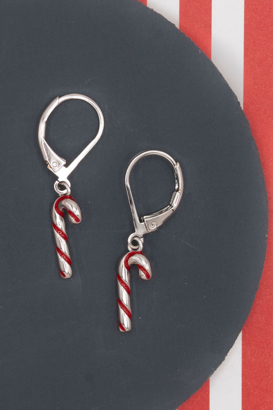 Candy Cane Dangle Earrings Hypoallergenic Christmas