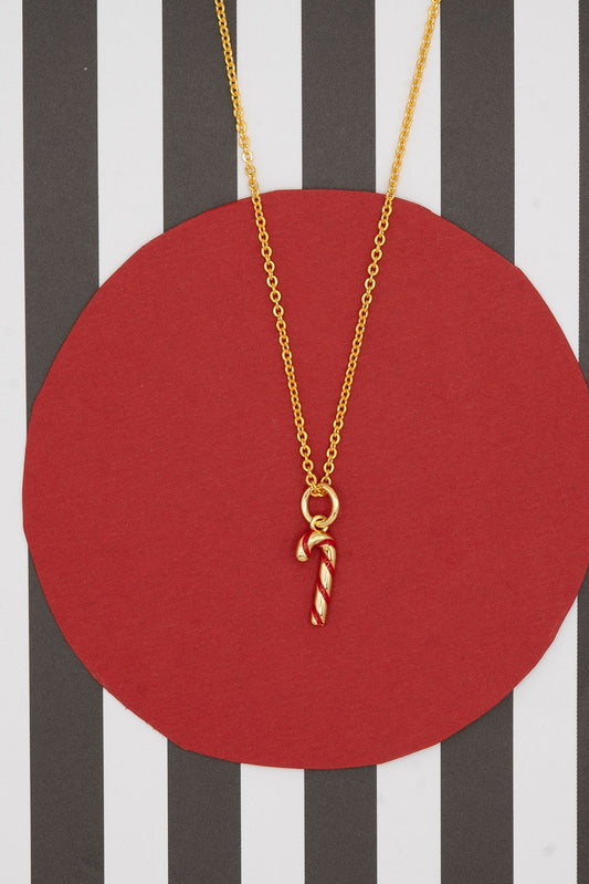 Candy Cane Charm Necklace Hypoallergenic Silver Gold