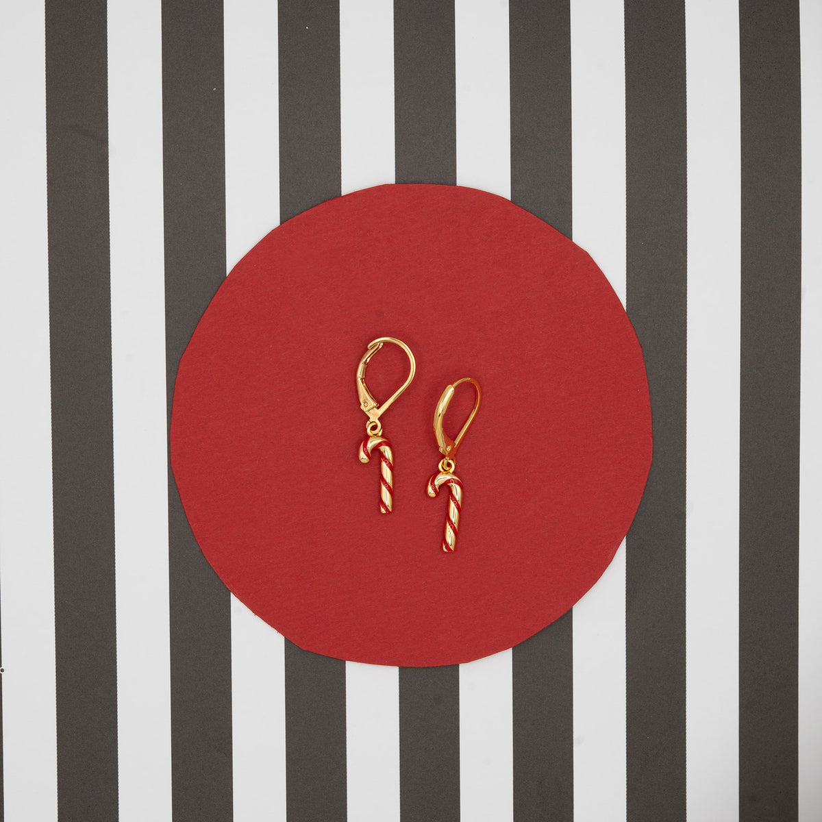 Candy Cane Dangle Earrings Hypoallergenic Christmas
