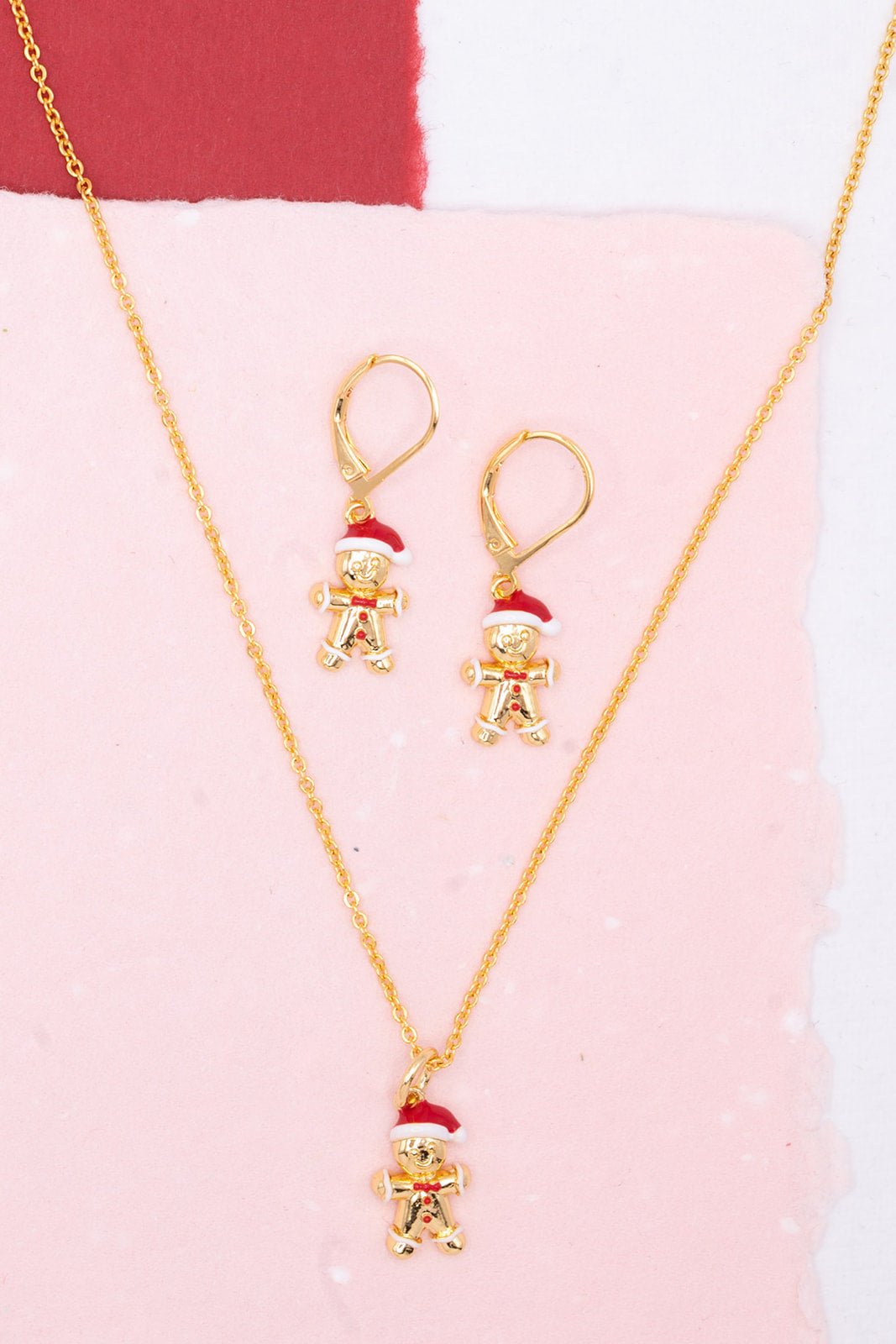 Santa Gingerbread Man Dangle Earrings Hypoallergenic