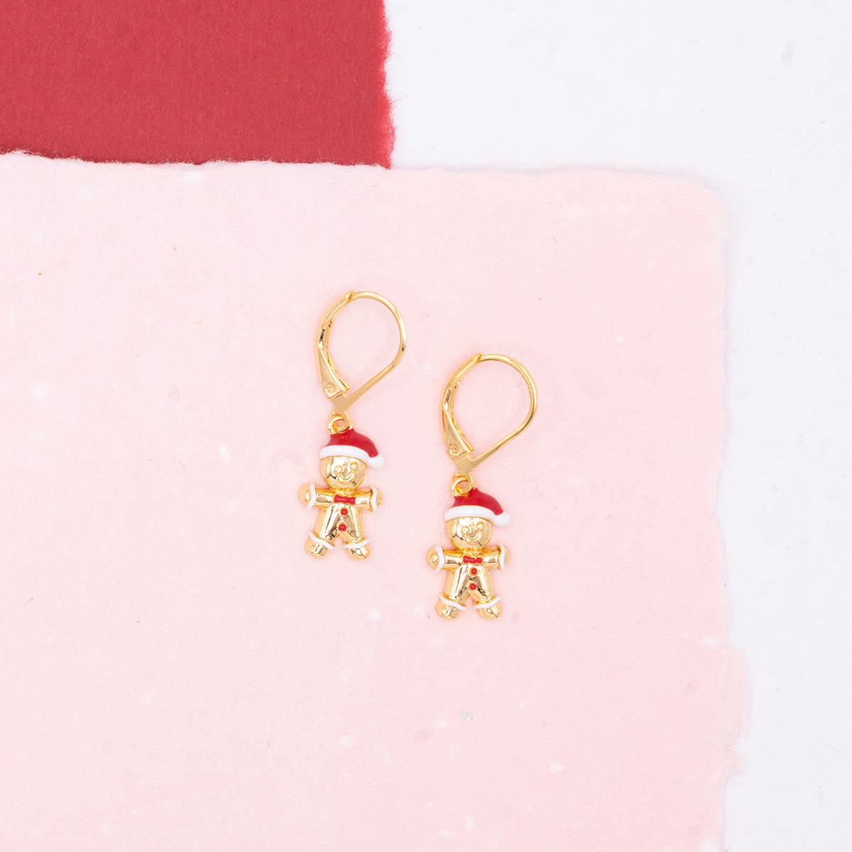 Santa Gingerbread Man Dangle Earrings Hypoallergenic