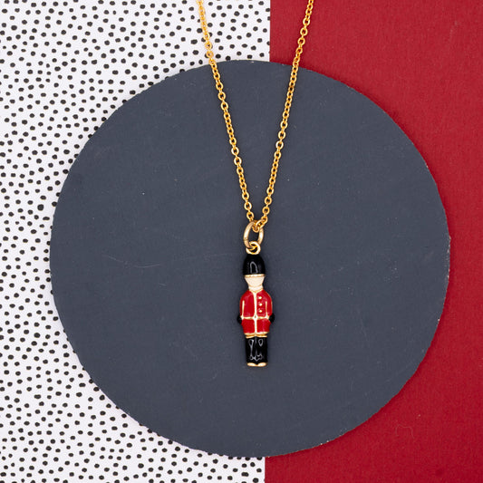Toy Soldier Charm Necklace Gold Christmas Hypoallergenic