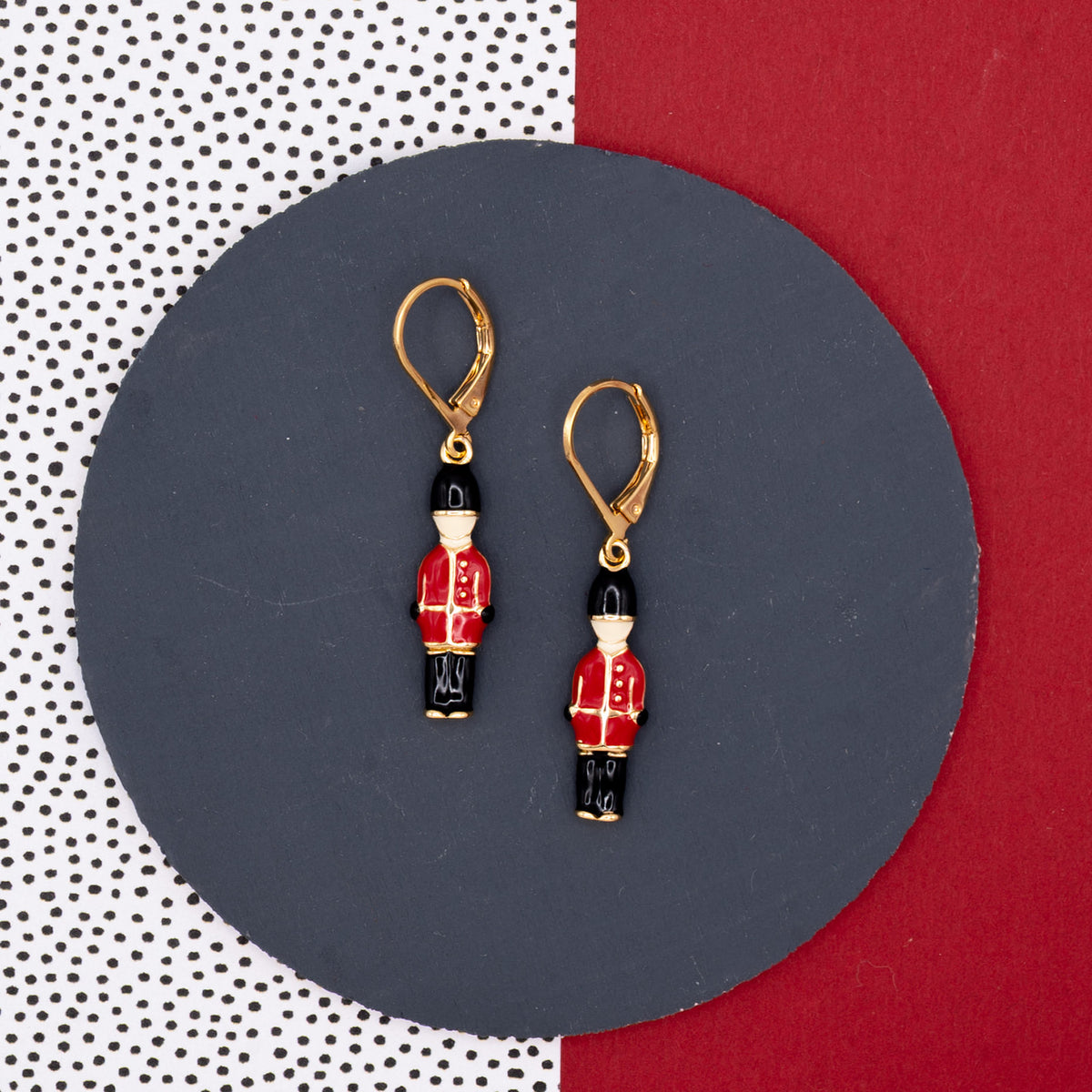 Toy Soldier Dangle Earrings 14k Gold Christmas