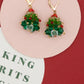 Beaded Christmas Tree Dangle Earrings Hypoallergenic Gold