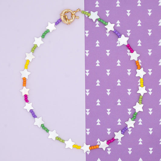 Rainbow Star Beaded Necklace Children's Jewelry Gift Giving