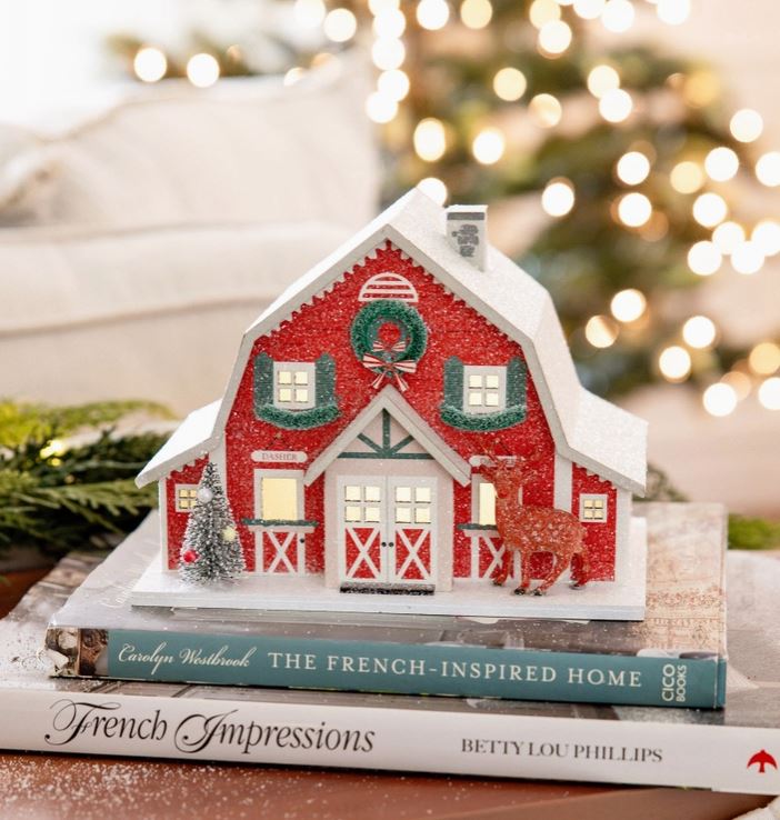 Reindeer Barn Christmas Village Home Decor Putz Inspired