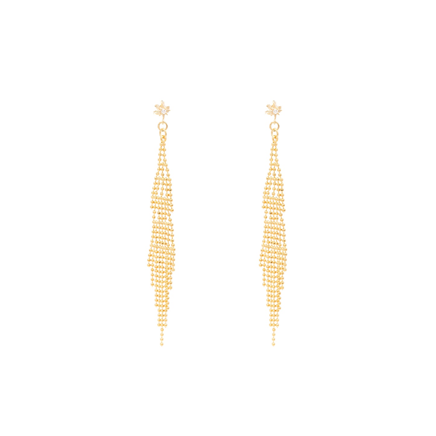 Star Cubic Zirconia Tassel Post Dangle Earring Celestial