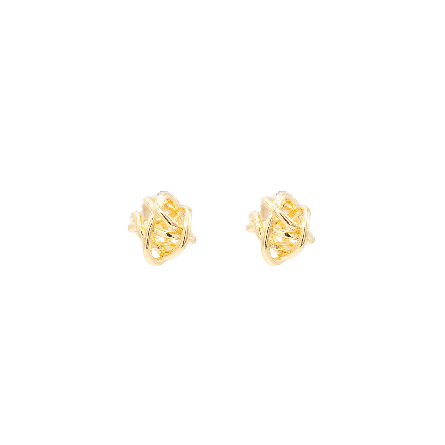 Twisted Knot Ball Post Stud Earring Gold Geometric Simple