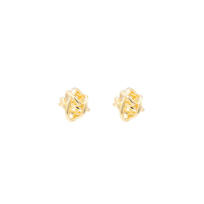 Twisted Knot Ball Post Stud Earring Gold Geometric Simple