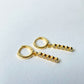 CZ Bar Drop Huggie Hoop Earrings 14k Gold Hypoallergenic