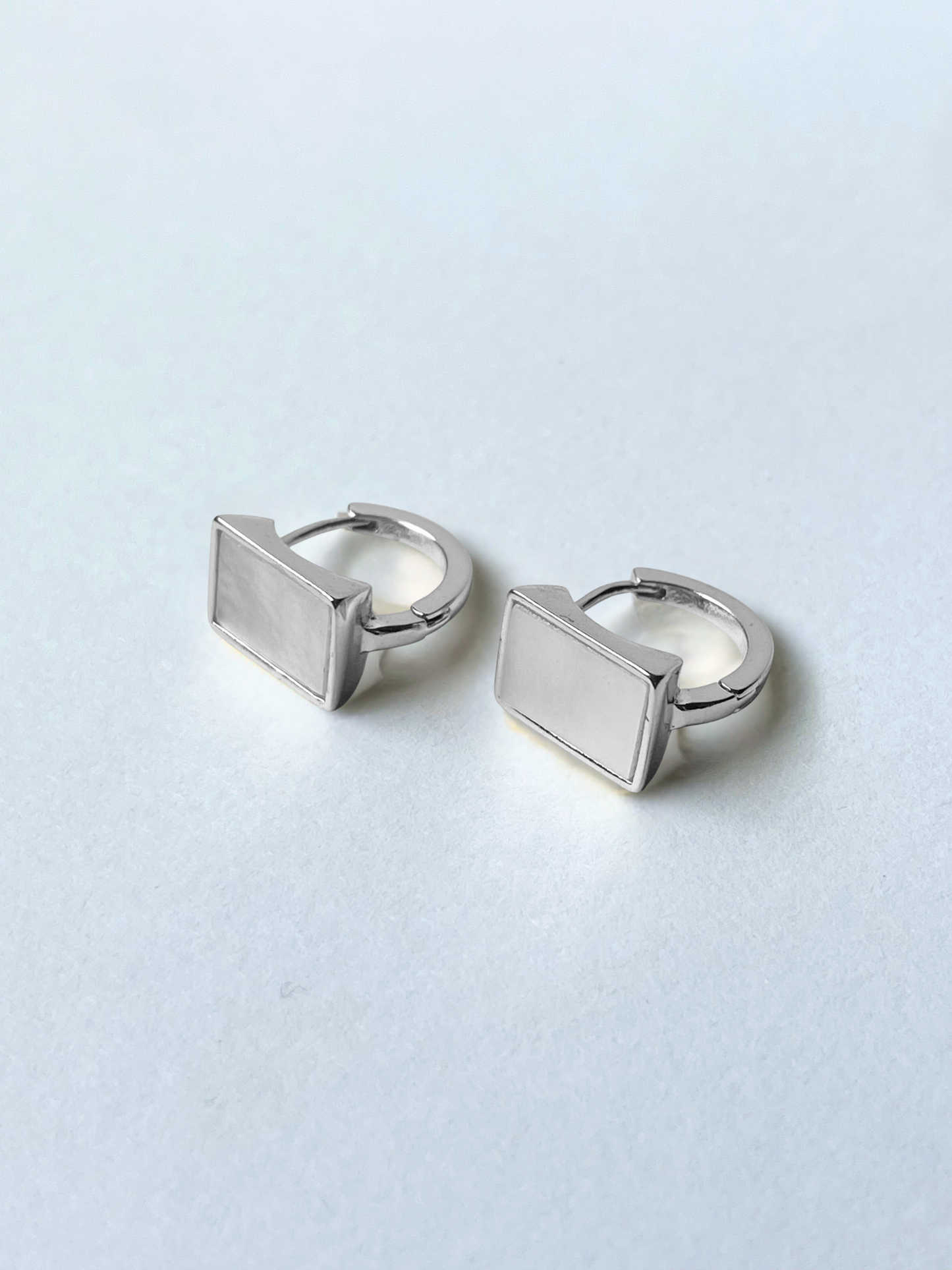 Mother of Pearl Huggie 14k Gold or Sterling Silver Earring