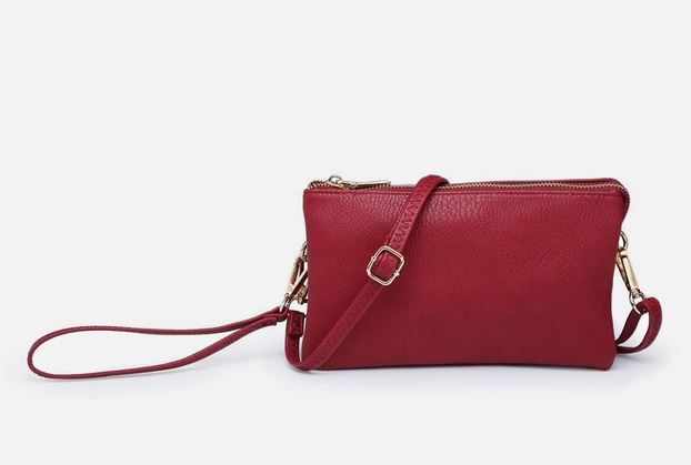10 Colors Faux Leather Riley Monogrammable 3 Compartment Crossbody and Wristlet