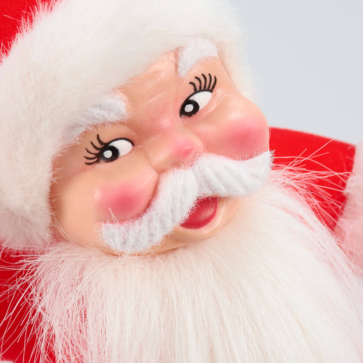 Retro Jolly Santa Christmas Sitter – Red Flocked Holiday Decor