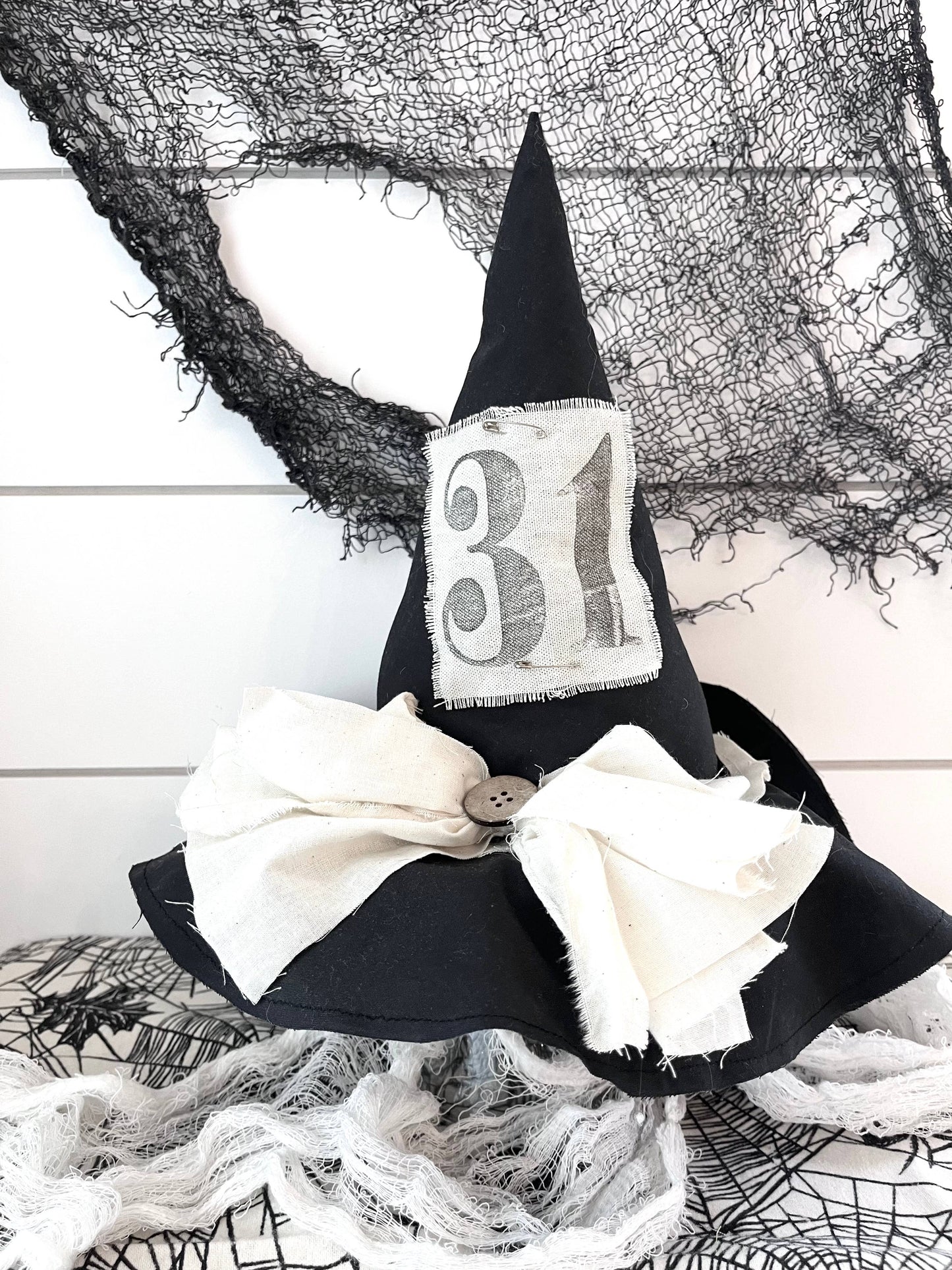 Primitive Halloween Witch Hat Decor – Handmade Rustic Witch Hat for Fall & Halloween Decorating