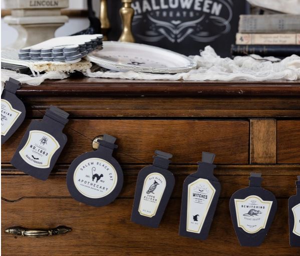 Salem Apothecary Potion Bottles Banner Garland Spooky Witch Halloween Decor