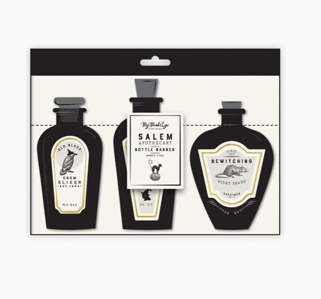 Salem Apothecary Potion Bottles Banner Garland Spooky Witch Halloween Decor