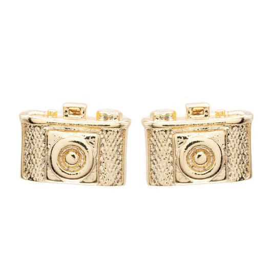 Gold Camera Post Stud Earring Whimsical Gift Giving Dainty