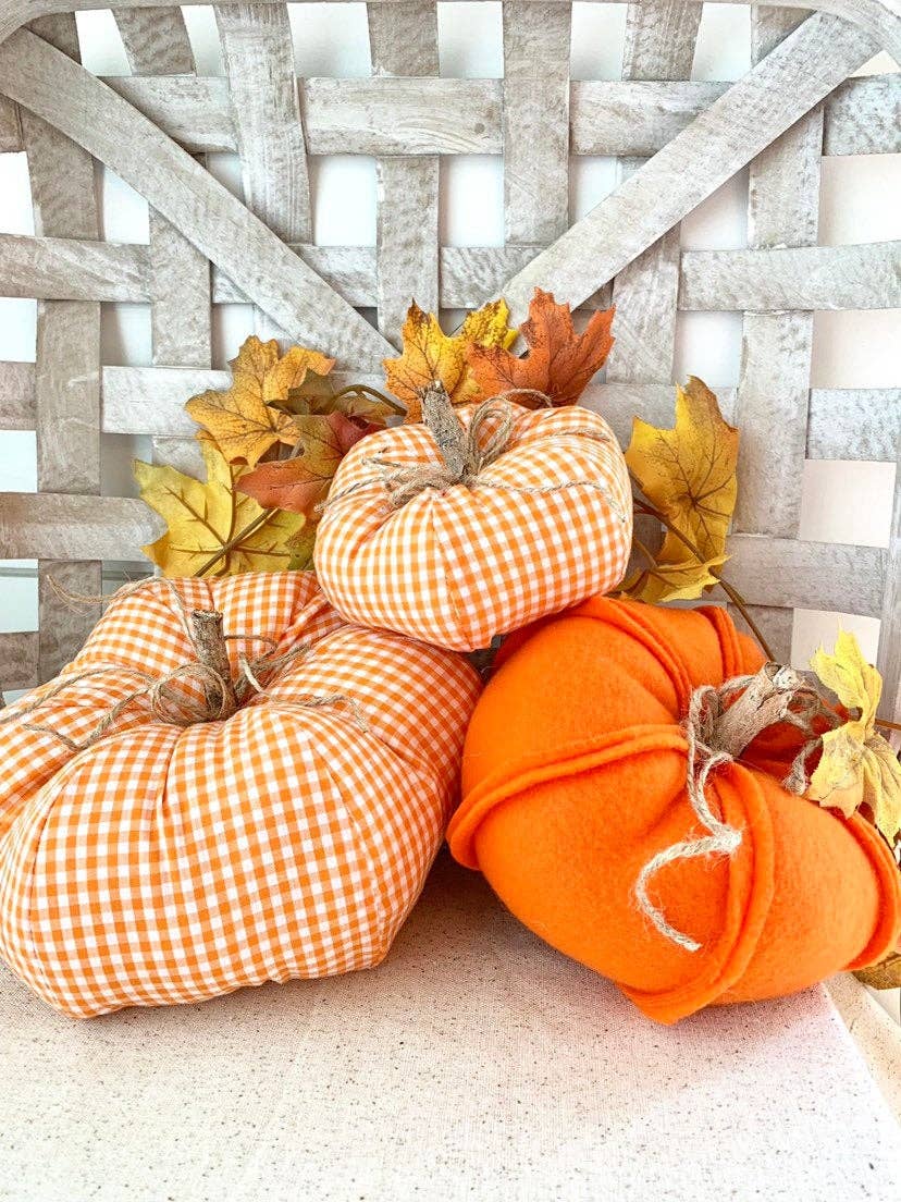 Fabric Pumpkin Set of 3 – Fall & Autumn Pumpkin Decor | Farmhouse, Cottage & Rustic Home Decor