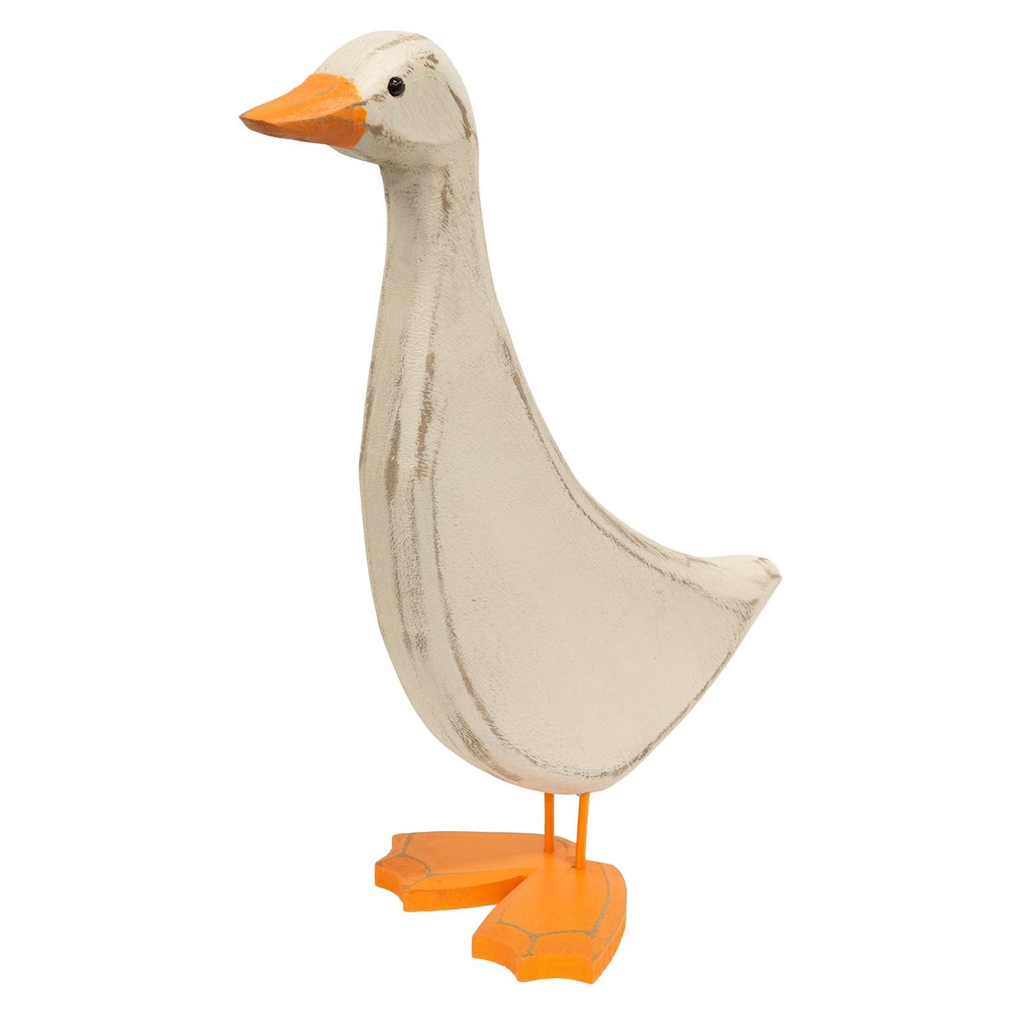 Distressed Carved Wooden Mama Duck Porch Goose- 13.75”H