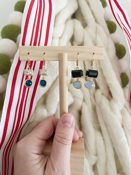 One of a Kind LIMITED 14k Gold or Sterling Silver Double & Triple Gemstone Earrings